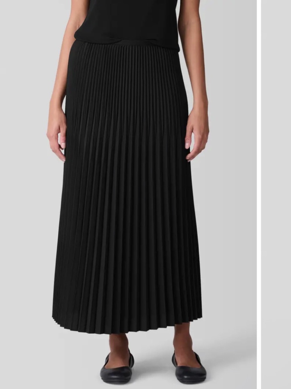 Women’s EILEEN FISHER NWT Wool & Silk Blend Pleated Midi Skirt-Black-XL